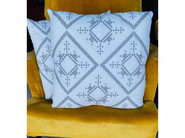 Geometric White Throw Pillows Rental