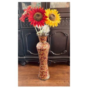 Tall Red Gold Mosaic Vases Rental