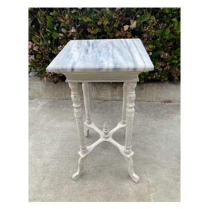 Vintage White Fern Table with Marble Top Rental