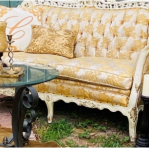 French Baroque Gold Sofa Rental