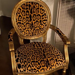 Gold Louis Vuitton leopard chair