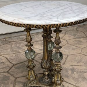 marble hollywood regency round party table for rent