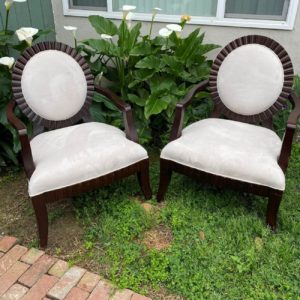 Modern Cream Suede Side Chairs Rental