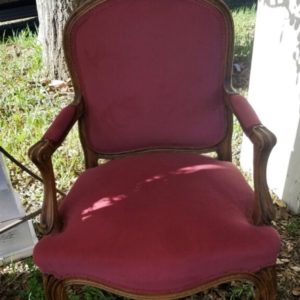 Raspberry vintage French chair for rent