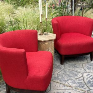Red Modern Barrel Chairs Rental