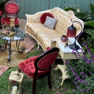Vintage Red Parlor Chairs Rental