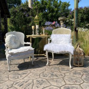french provincial caned arm chairs rental
