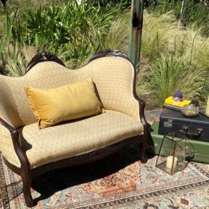 Antique Yellow Patterned Loveseat Rental
