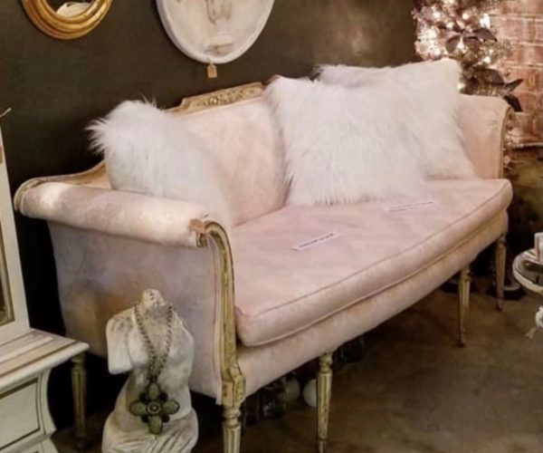 Blush Pink Vintage Sofa for Rent