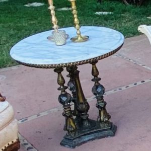 Hollywood Regency Antique Marble Top Side Table Rent