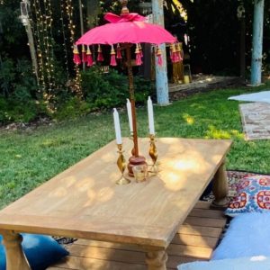 Long Wooden Bohemian Coffee Table for Rent
