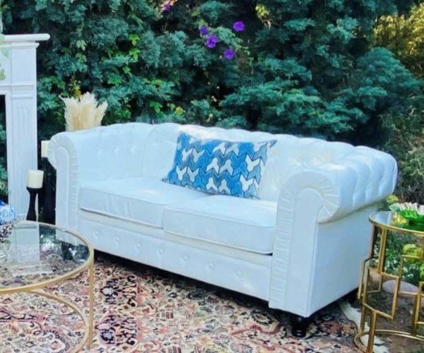white outdoor couch rental for parties weddings